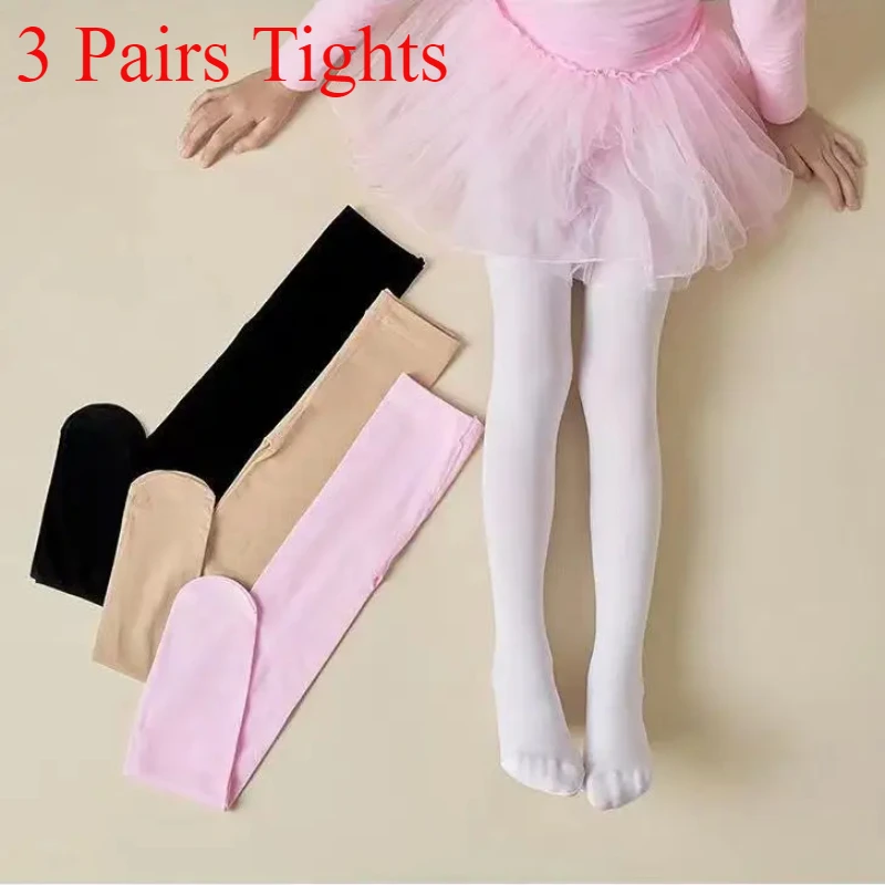 3/1 Pairs of Girls' Ballet Tight Pants Super Soft Children's Dance Ankle Long Socks Suitable for Girls' School Elastic Leggings