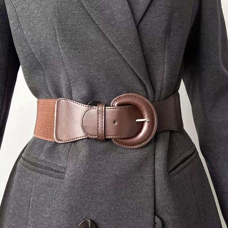 Black waist belt women's sweater dress leather belt wide outerwear trench coat versatile waist belt 2025 new accessories trend