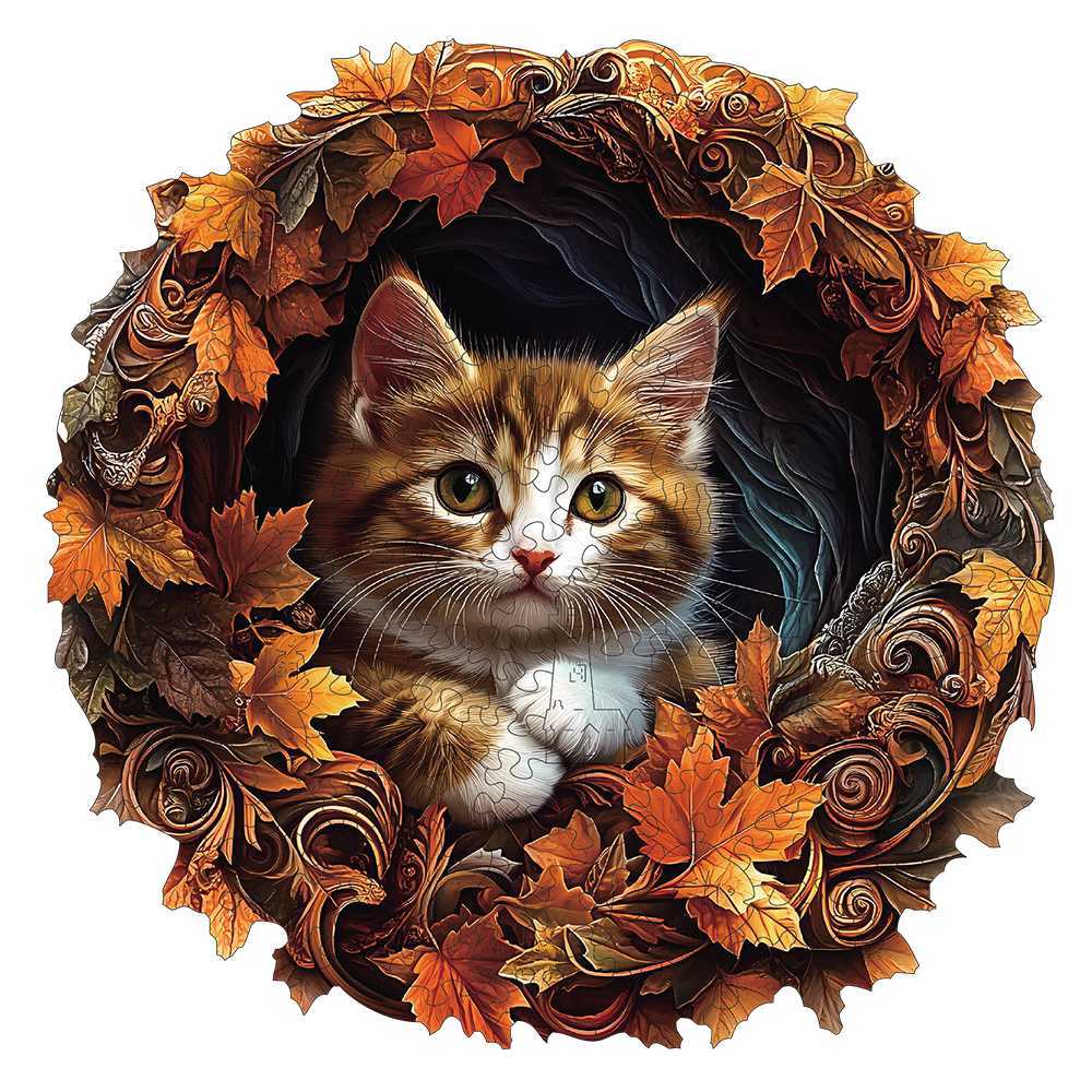 Wooden Puzzle for Adults-3D Vision Effect Cat Wooden Puzzles, Unique Shape Pieces Wooden Jigsaw Puzzle, Creative Handmade Decor