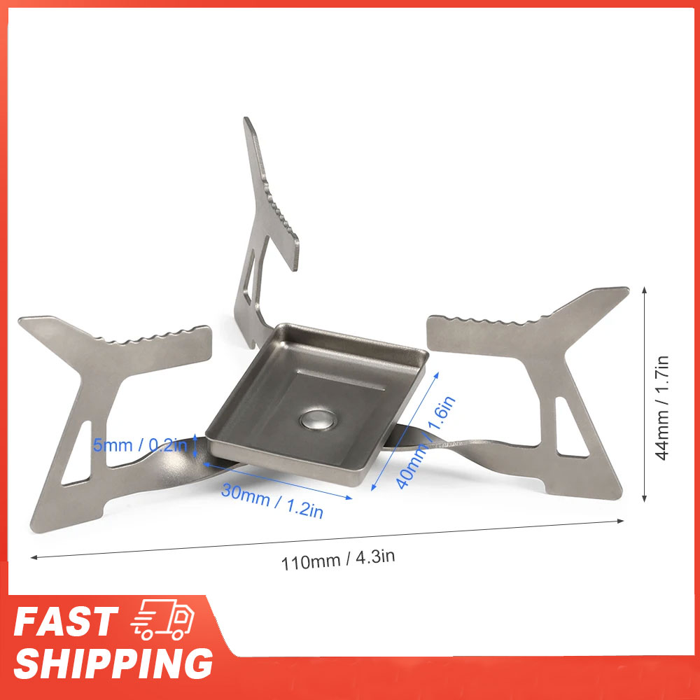 Lixada Folding Camping Stove Ultralight Titanium Stove Portable Compact Solidified Stove Outdoor Burning Furnace
