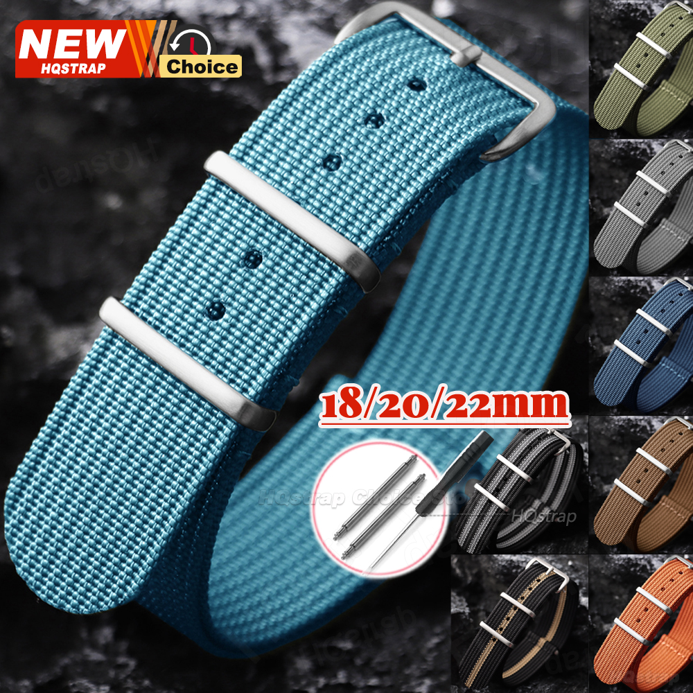 Polished Matte Buckle Nylon for Watch Band 18MM 20MM 22MM Universal Replacement Watchband for Women Men Bracelets
