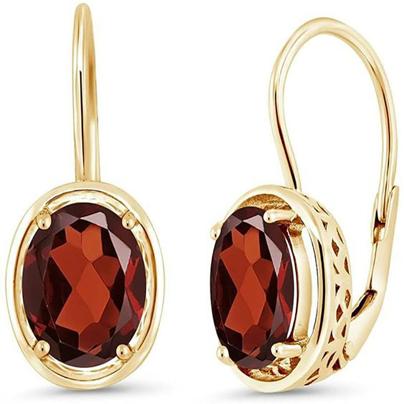 Luxury Crystal Female Small Oval Earrings Gold Color Clip Earrings For Women Red Stone Earrings