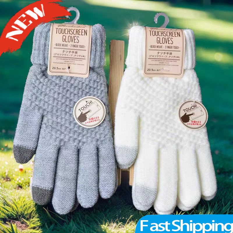 【2025 New】 Winter Cashmere Knitted fashion Womens Gloves Autumn Winter Warm Outdoor Cycling Thick Touch Screen Skiing Gloves