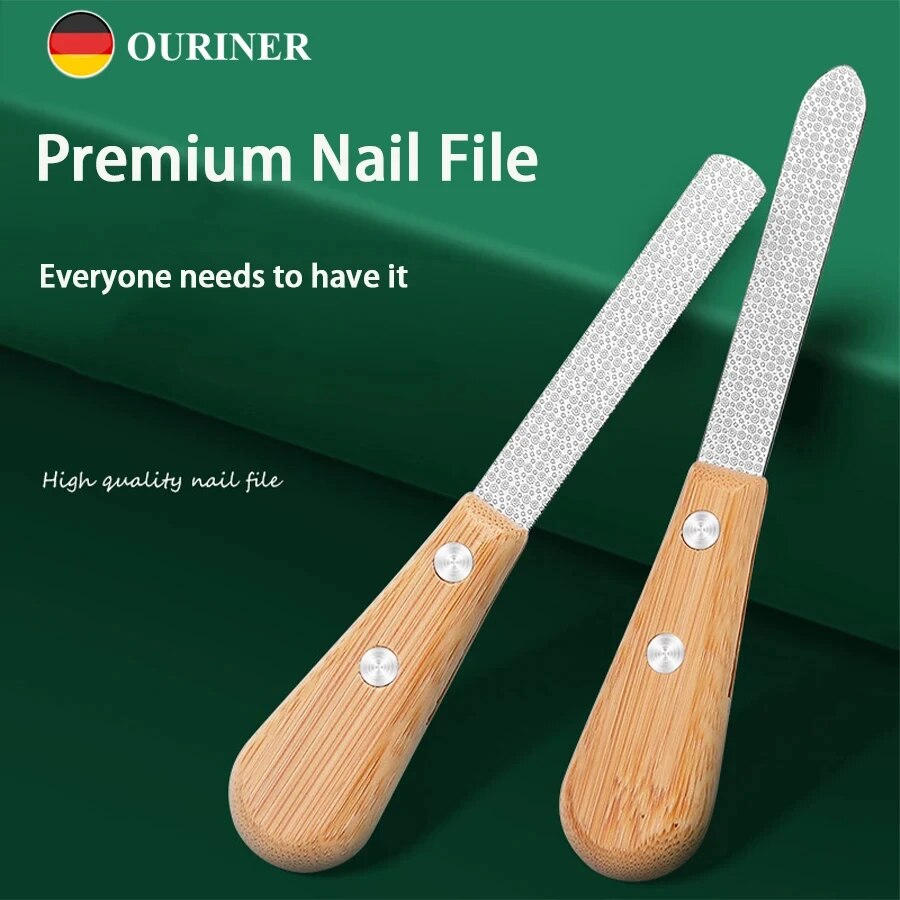 Stainless Steel Double-sided Nail File With Bamboo Handle Nail Polishing Tool Polishing Tool High-end Nail Polishing Manicure