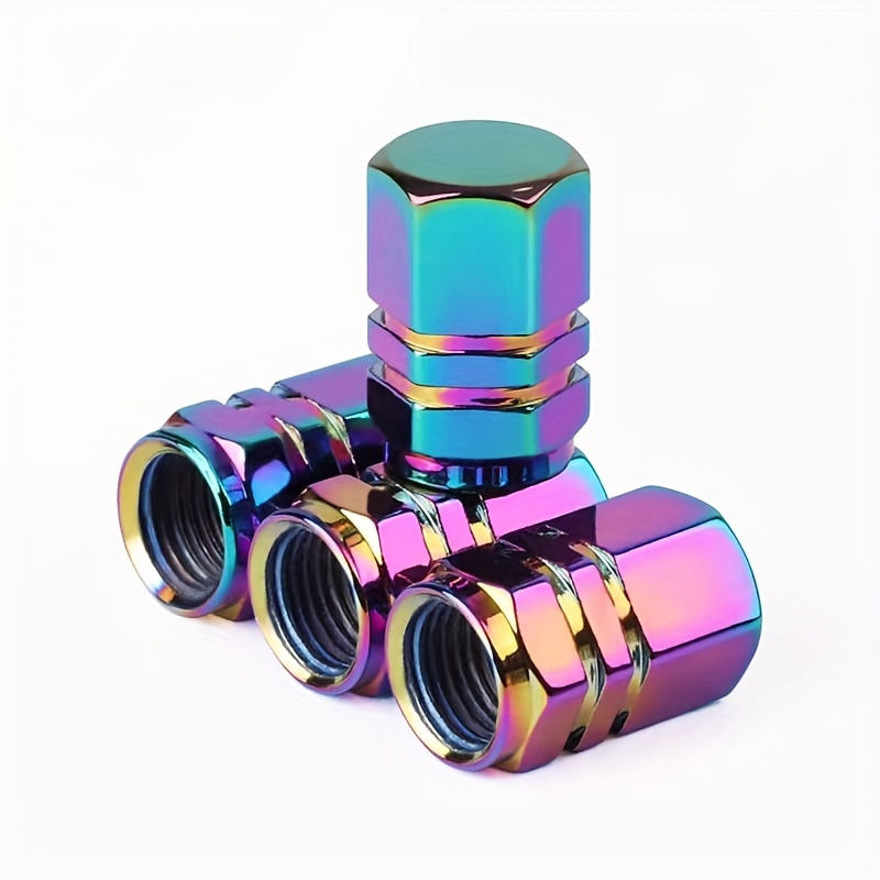 4PCS Automobile, motorcycle, beautiful mouth, colorful aluminum alloy valve cap, colorful valve cap, hexagonal valve cap