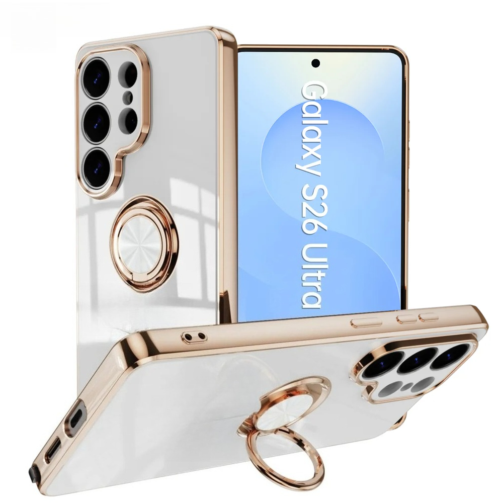 Luxury 360° Rotating Metal Ring Holder Case For S26 Ultra S25 FE Edge S24/23/22/21 Plus Plating Bumper Shockproof Cover