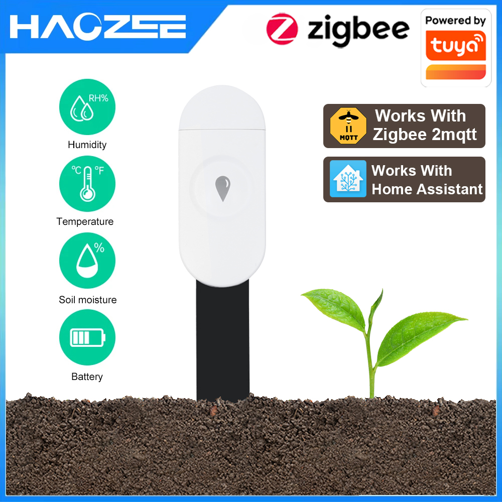 Zigbee Soil Moisture Sensor Monitor Plants Moisture Humidity Temperature Tester Tuya Smart Life Voice Control Home Alexa
