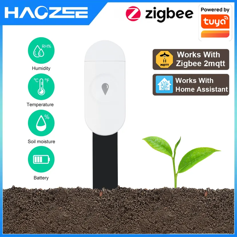 Intelligent Zigbee Soil Moisture Sensor Temperature And Humidity Tester Plant Monitor Support Voice Control Home Alexa