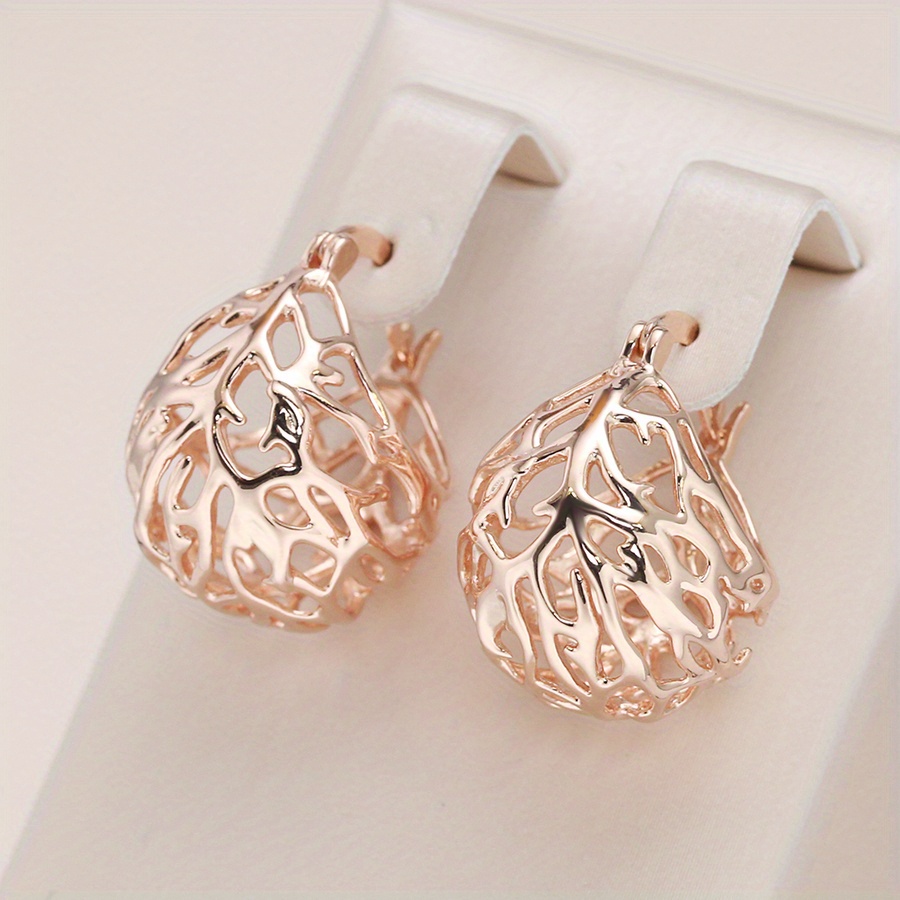 New Design Bird's Nest Shape Earrings Niche Sense Hollowed-Out Gold Color Earrings Jewelry Accessories Idea s