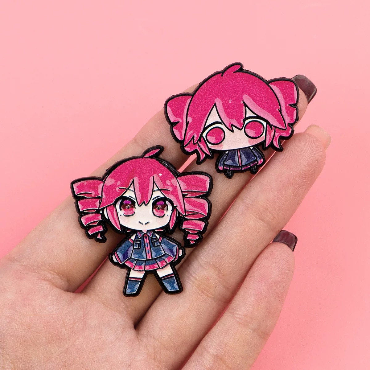 2pcs Anime Kasane Teto Enamel Pin Cartoon Characters Cute Girl Brooch Manga Badges for Backpack Clothes Lapel Decorative Props