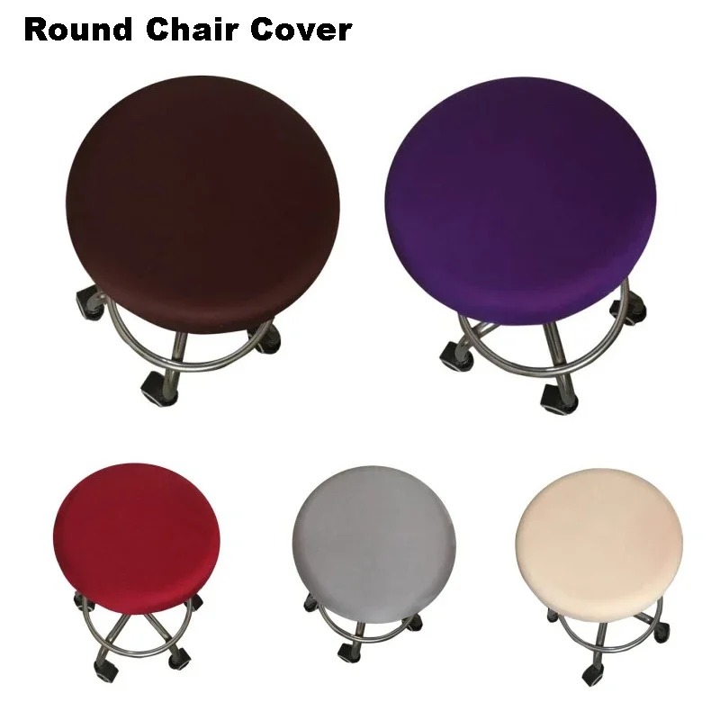 Round Chair Cover Bar Stool Elastic Seat Cover Household Protection Chair Slipcover Dining Office Chair Anti-Dirty Seat Covers