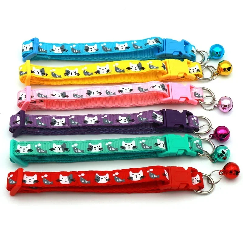 1/2/3/4/6Pcs Bell Colorful Cats Dog Cat Adjustable Collars For Puppy Kitten DIY Small Animal Pattern Pet Accessories Collar