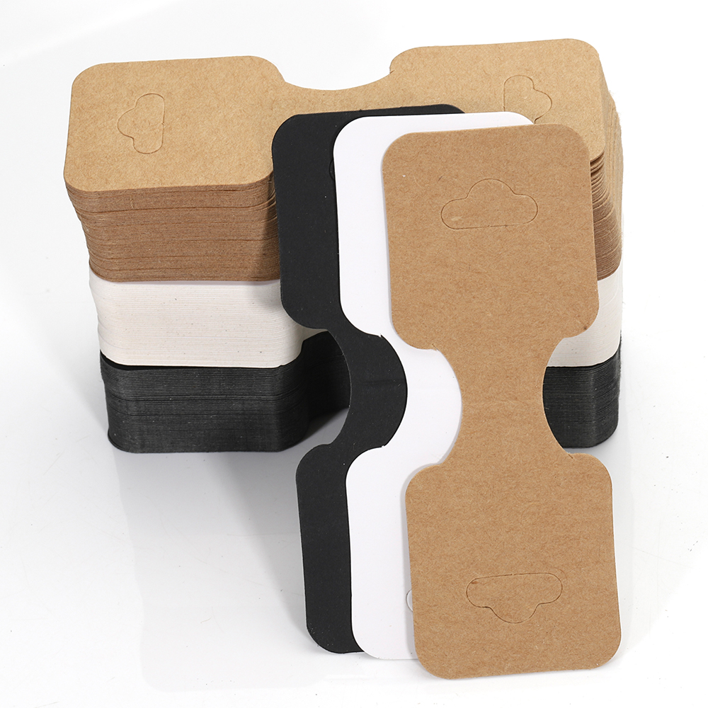 50pcs 3.5x9cm Kraft Paper Card Flodable Packing Cardborad for Jewelry Display