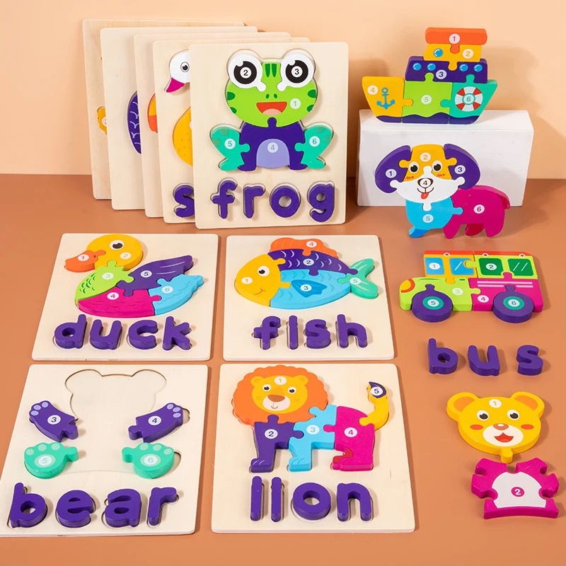 Wooden Puzzle Board With 3D Letter Word Making(1 Pcs)