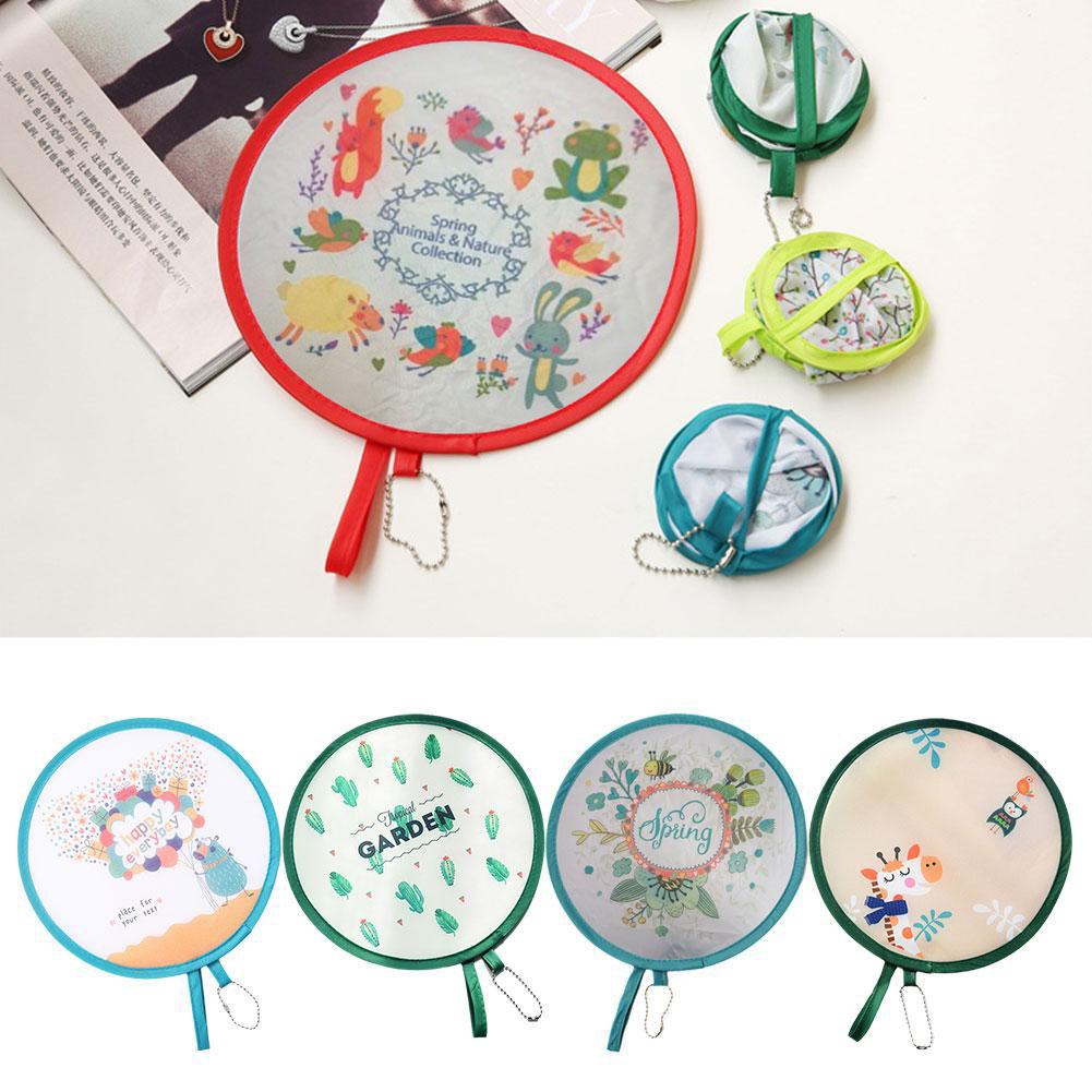 Cute Folding Group Fan Girl Heart Portable Folding Fan Student Outdoor Portable Cloth Face Mini Round Fan