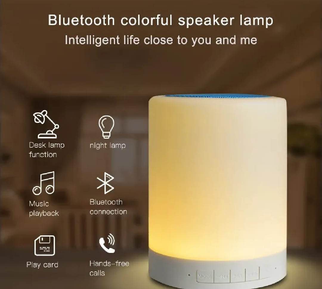 Prime Picks Premium Touch Lamp Portable Speaker | Multifunctional Wireless Bluetooth Touch Table Lamp | Portable LED Night Light Speaker | Music Player, Hands-Free Speakerphone, Color & Warm Light | Rechargeable Bedside Lamp