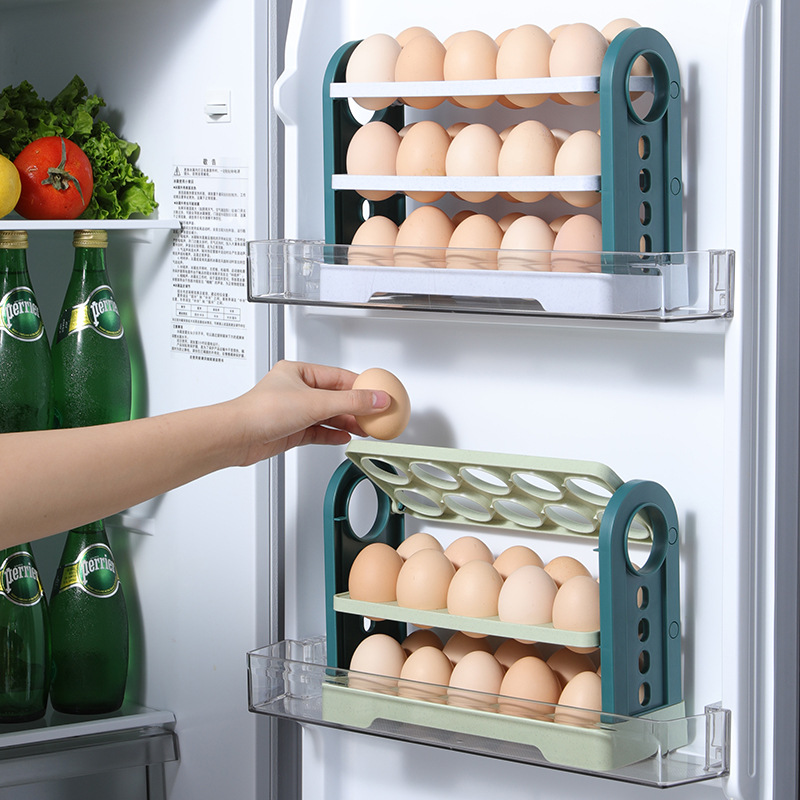 New PP Egg Tray Refrigerator Side Door Kitchen Storage Storage Box 18/30/42Grid Egg Box
