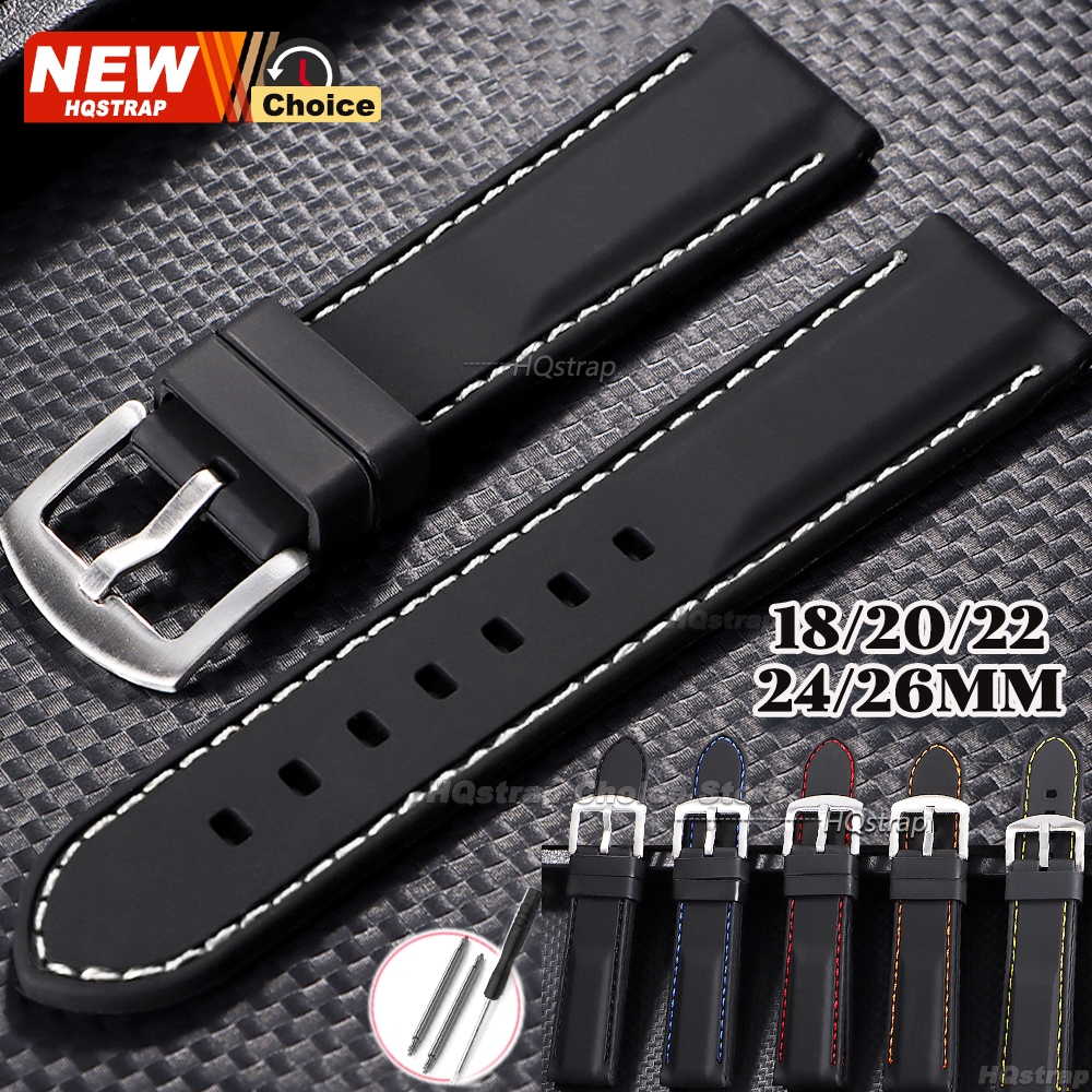 Stitching Sports Silicone Watch Band 18mm 20mm 22mm 24mm 26mm Thick Strap for Men Waterproof Bracelet Universal Wristband