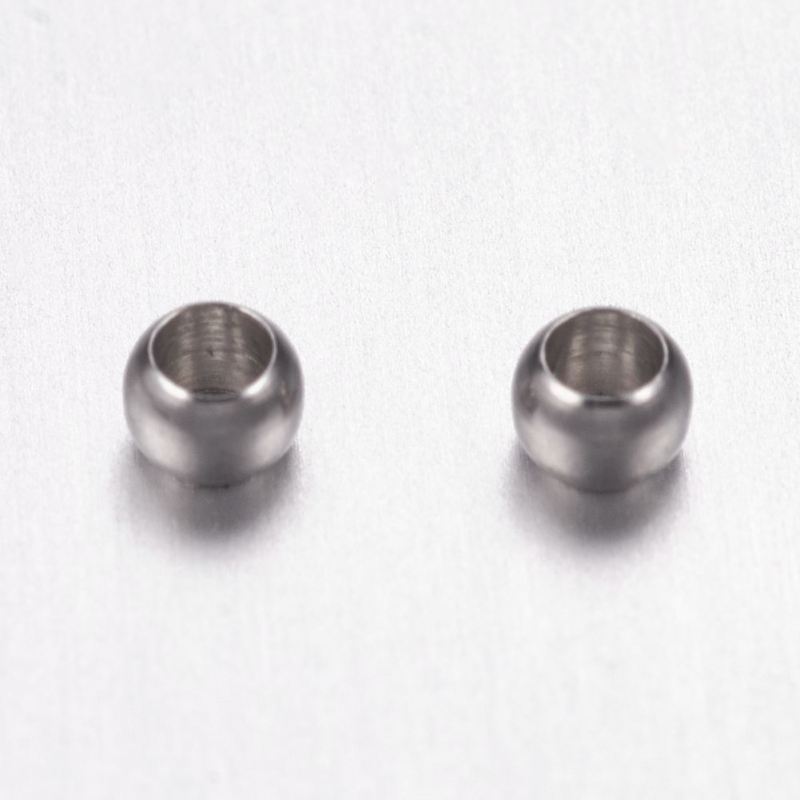 316 Surgical Stainless Steel Crimp Beads Rondelle Stainless Steel Color 2x1.5mm Hole: 1mm