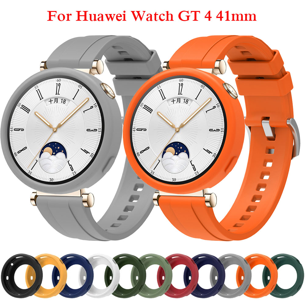 Soft Silicone Strap Case For Watch GT 4 41mm Watchband Protective Shell Bracelet Cases For GT4 41mm Accessories