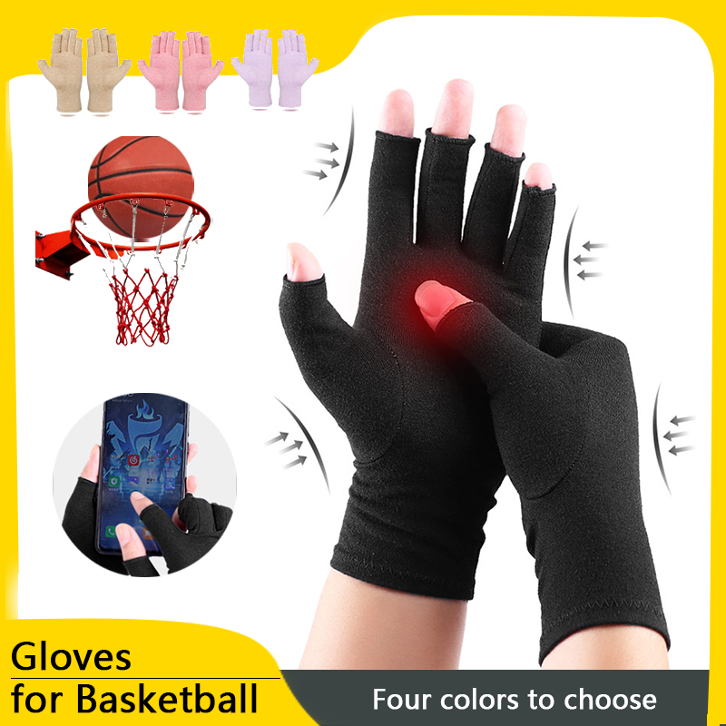 1Pair Gloves for Basketball Football Volleyball, Fingerless Hand Thumb Compression Gloves for Women and Men,Can Pain Relief