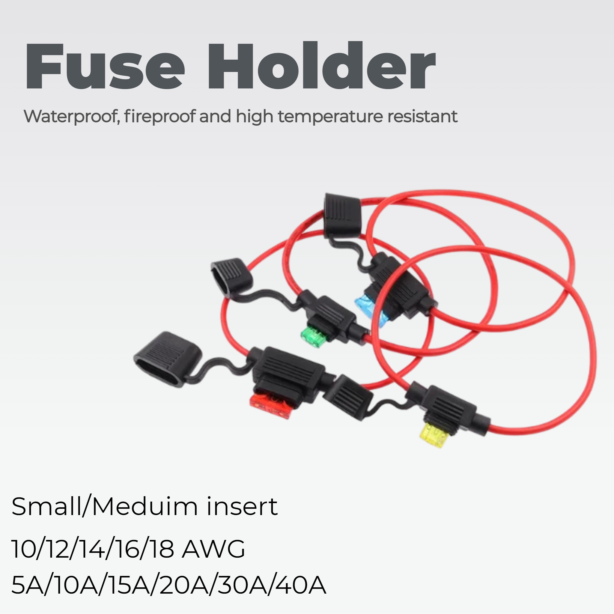 1 PCS Medium or Small Waterproof Fuse Box, High Quality Car Fuse Socket, Car Modified Fuse With Wire 5A/10A/15A/20A/30A/40A