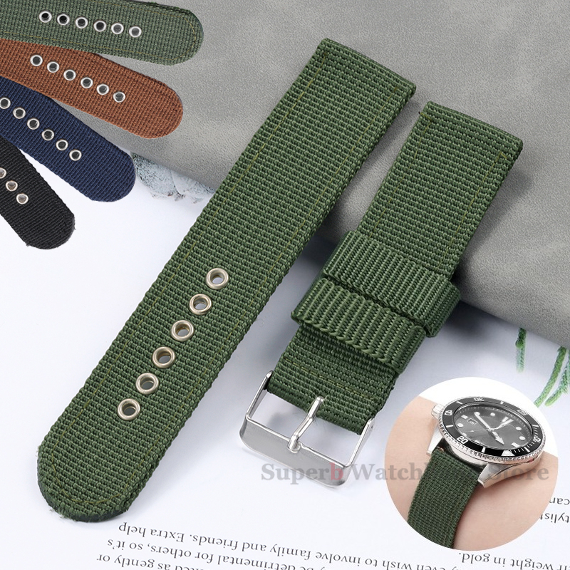 Nylon Canvas Watch Band 16mm 18mm 20mm 22mm Woven Soft Belt Universal Bracelet for Men Women Sport Quick Release Wrist Band