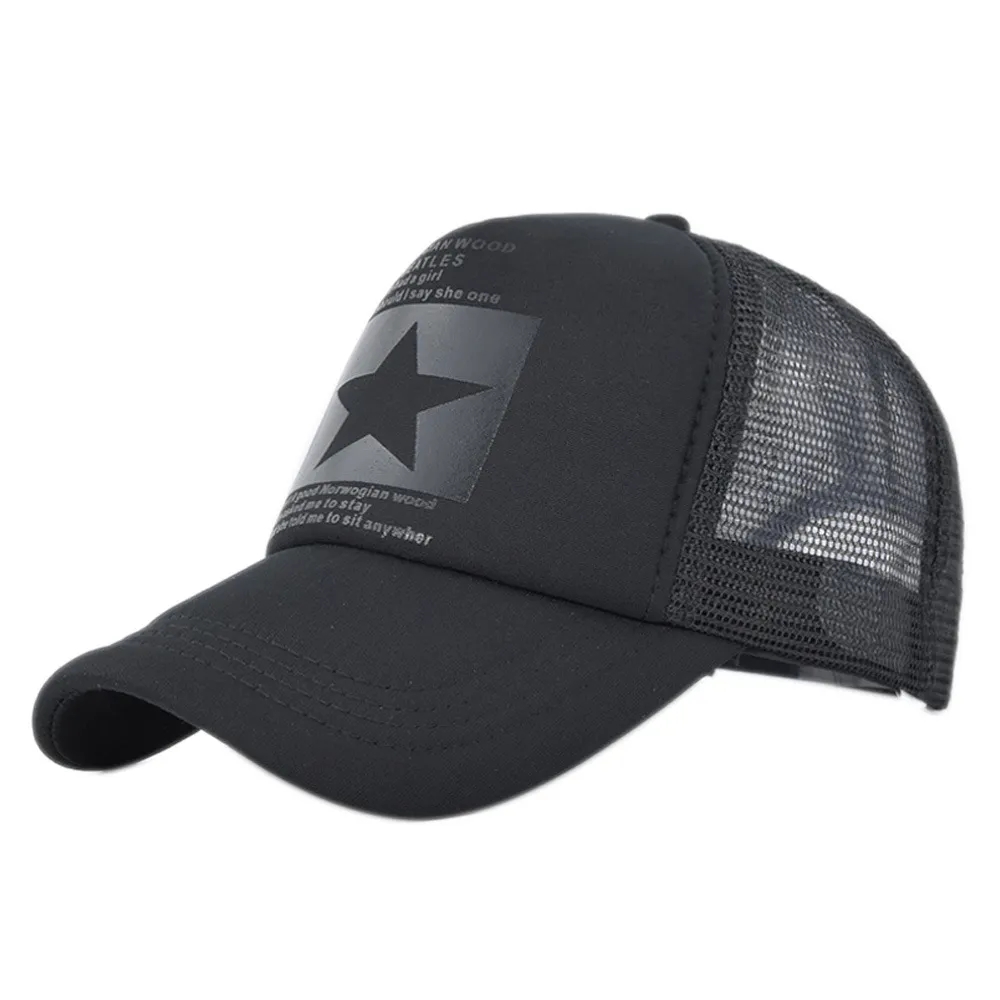 1pcs Unisex Pentagram Letter Printing Spring and Summer Outdoor Adjustable Casual Baseball Net Caps