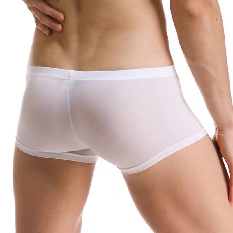 1PCS Men's Boxers Pants With Low Waist Personality Lightweight And Comfortable Ice Silk Seamless Antibacterial Box Pants