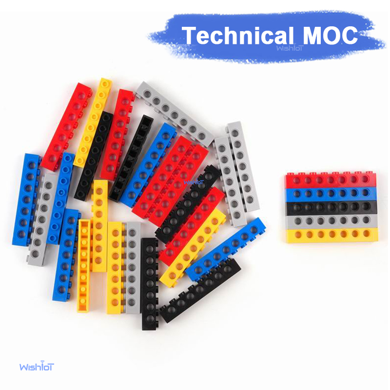 MOC High-Tech Parts MOC Technical Building Block 1x8 Brick 7 Holes 3702 Suitable For All Brands Small Particles Toy
