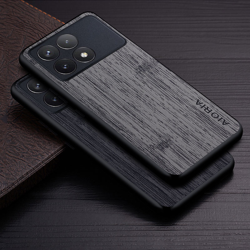 Case for Xiaomi Poco F6 Pro F6 F5 Pro F5 F4 GT F3 F2 Pro 4G 5G funda bamboo wood pattern Leather phone cover Luxury coque Case