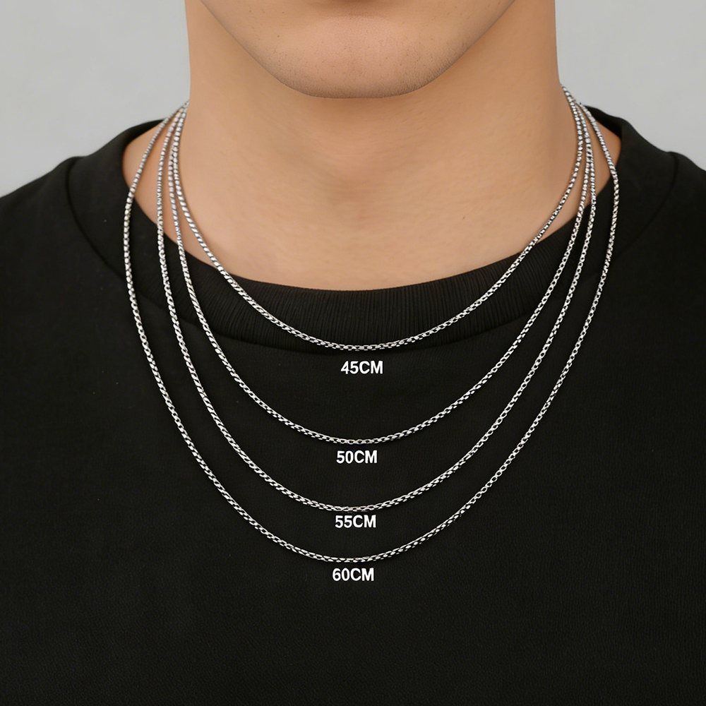 Skyrim Stainless Steel Box Chain Necklace Men Women Basic Punk 2-7mm Thick Long Chains Minimalist Jewelry Wholesale
