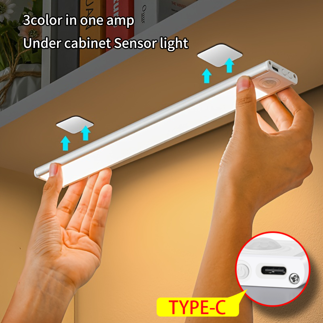 2X PIR Motion Sensor LED Night Light USB Rechargeable Dimmable Night Lamp for Cabinet Light Wireless Closet Light -White