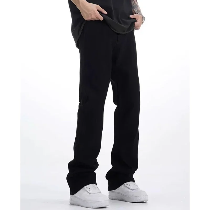 Man Loose Straight Leg Bootcut Jeans Spring Summer New Male American Style Casual Denim Pants Fashion Classic Black Trousers