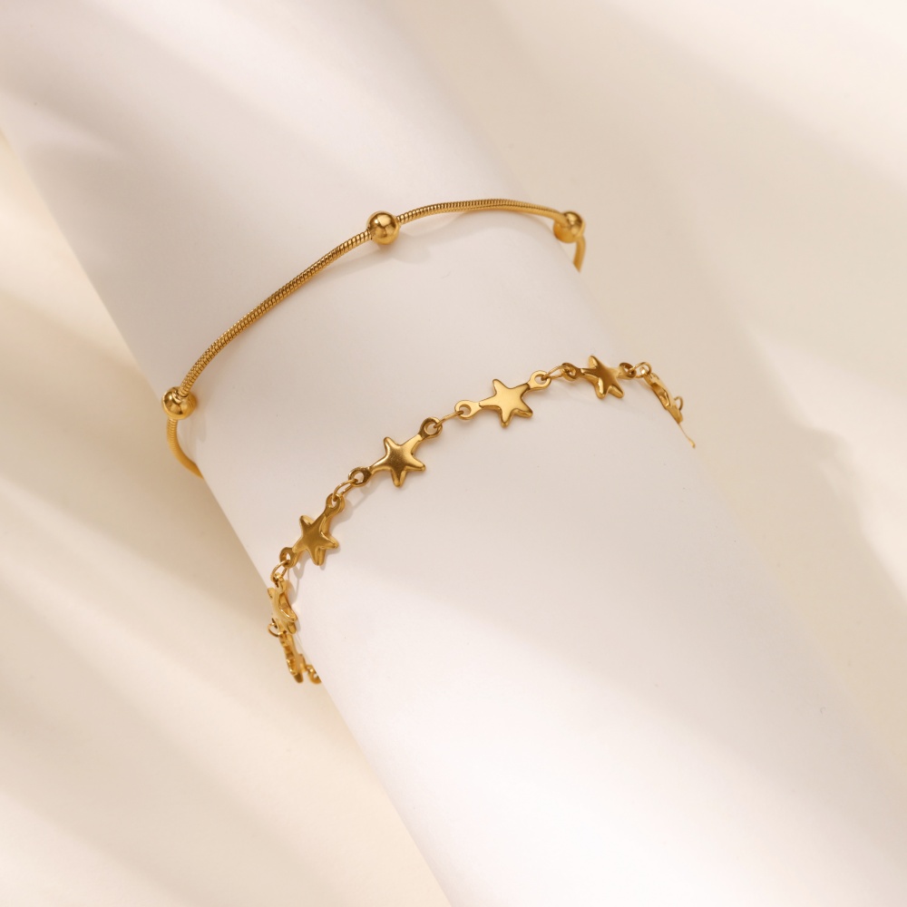 Stainless Steel Star Anklet Bracelet for Women Gold Color Metal Chain Bangles 2025 New Trend Wedding Party Aesthetic Jewelry Gif