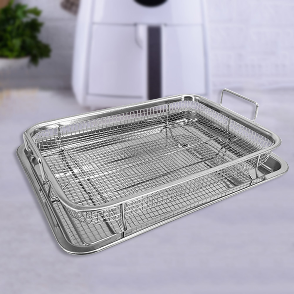Stainless Steel French Fries Basket Heat-resistance Square Chips Fry Baskets Multi-function Western Snacks Air Fryer Accessories
