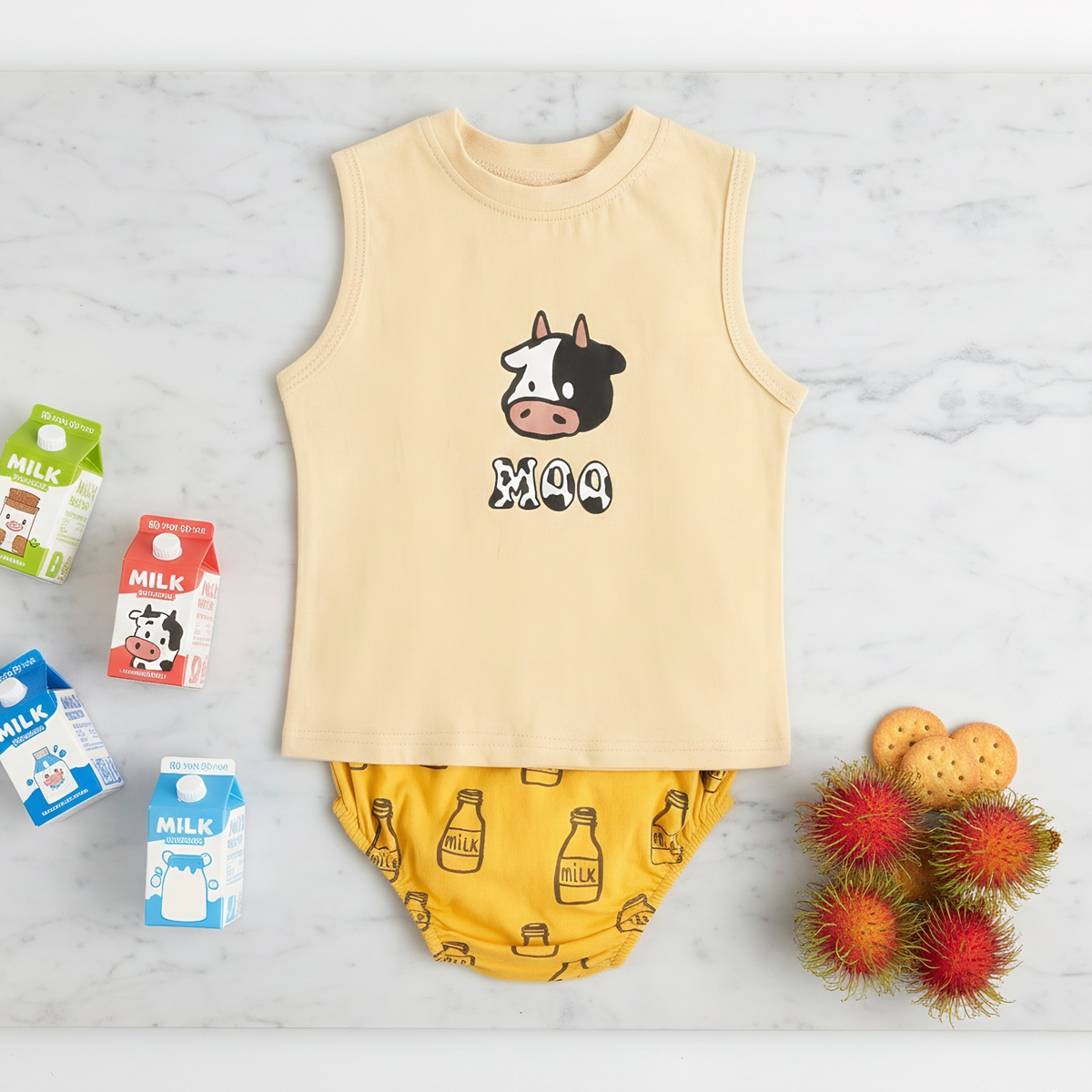 Baby Boys Girls Cute Cattle Clothing Sets Cotton Summer 2pcs Clothes Casual