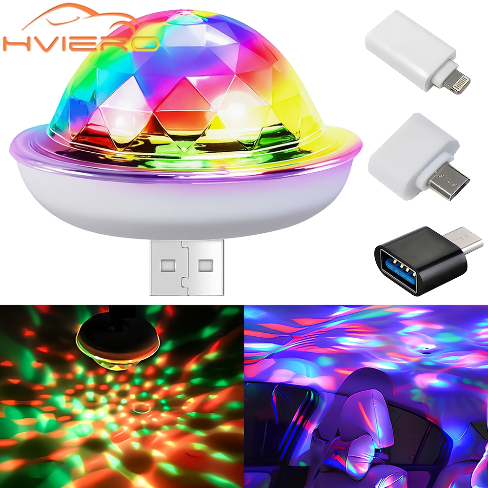1pcs USB Dj Lantern Led Bar Night Light LED RGB Discos Stageing Projector Welcome Micro Crystal Ball Sound Party Atmosphere Lamp