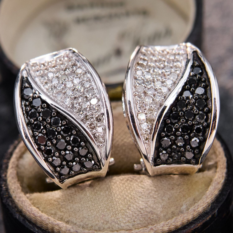 Exquisite Sparkling Black and White Color Inlaid Zircon Pendant Earrings, Women's Fashionable Light Luxury Banquet Jewelry s pen gpt