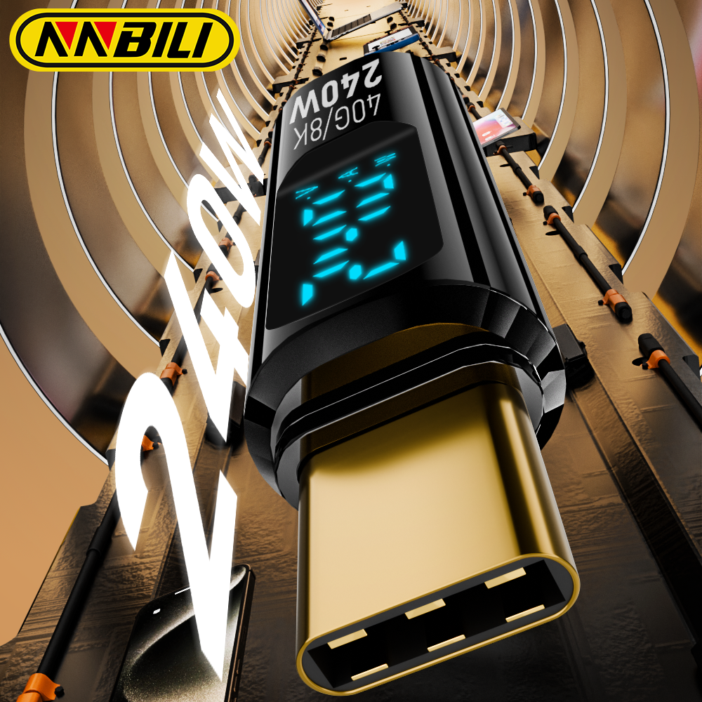 NNBILI PD 240W Adapter 5A USB 4 Digital Display USB C to Type C OTG 8K Video Transfer for iPhone 15 16 Pro Tablet Laptop