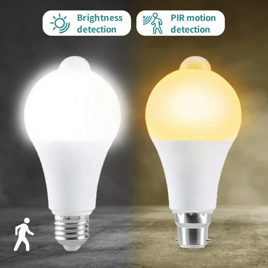 2pcs LED PIR Motion Sensor Bulb E27 6W 9W 12W 15W 18W 20W 220V Human Induction Bulbs Lamp White/Warm White For Garage Bedroom