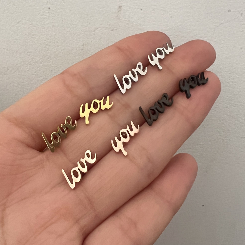 1 Pair Asymmetry Letter Love You Stud Earring for Women Romantic Creative Ear Jewelry Couple Sweet Earrings Accessories