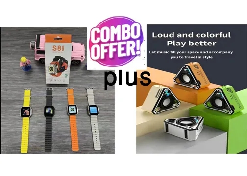 Bluetooth Speaker Vehop V2 with S8 Ultra Smart watch Ultra Display For Men/women Combo Set