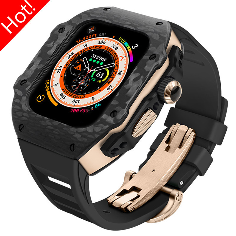 Luxury Carbon Fiber Modification Kit Compatible For Apple Watch Ultra3 49mm 44mm 45mm Iwatch Series 9 8 7 6 5 4 SE3/2/1 ultra 3