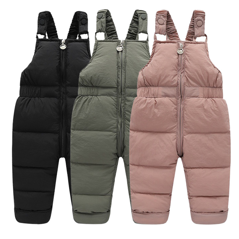 2024 Winter Down Overalls Pants Autumn Boys Girls Thick Warm Pants Kids High Quality Trousers New Children Ski Down Jumpsuit