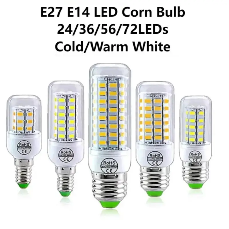 E27 E14 LED Light Bulbs 5730SMD 220V Corn Bulb 24/36/56/72LEDs Lampada Ampoule Indoor Spotlight For Home Decoration Led Light