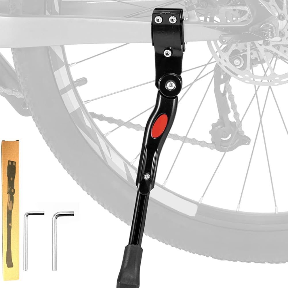 Adjustable Bike Kickstand Aluminum Alloy Non-Slip Rear Side Bicycle Kick Stand for 22 24 26 27 Road Bike/BMX/MTB