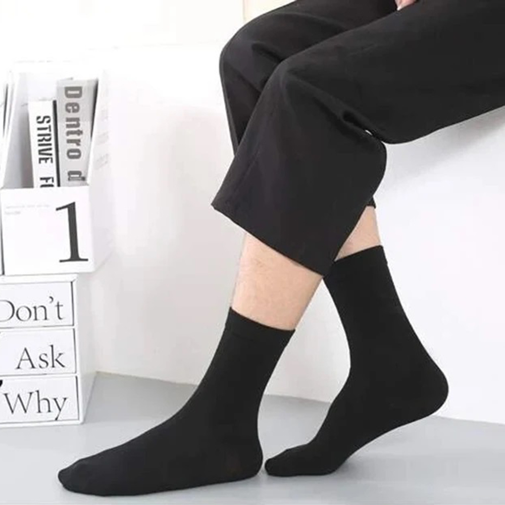 5 Pairs Men Round Neck Socks Fashionable Versatile Black White Gray Mid Tube Street Wear Comfortable Breathable Casual Socks