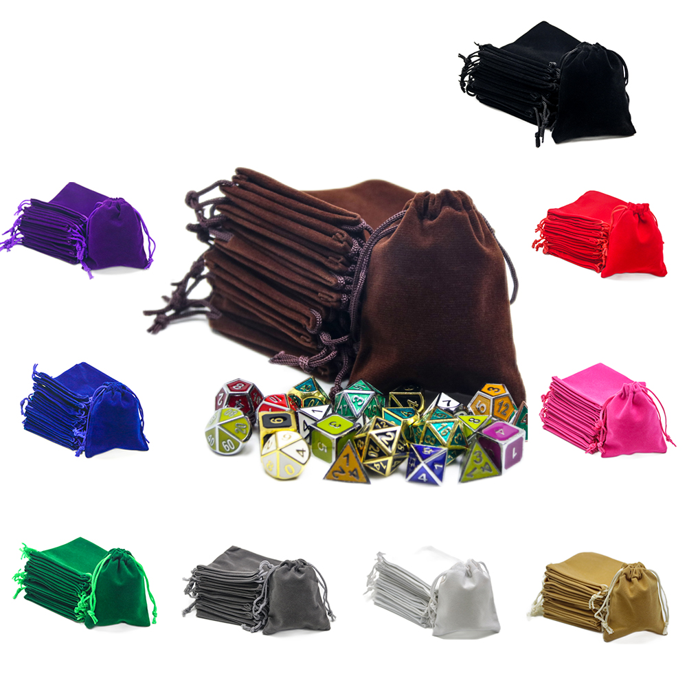 Set of 10Pcs Durable Velvet Carry Bag 8*10cm Pouches Drawstring for Dice Jewelry Packaging