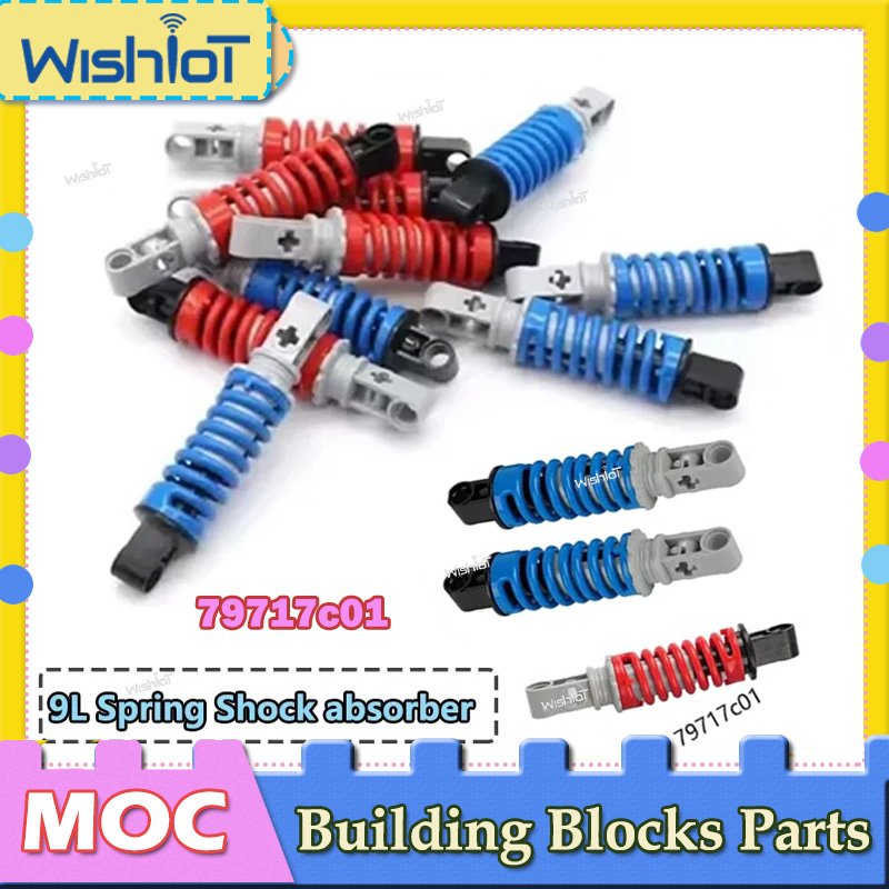 4PCS 9L Shock Absorber Blue/Red Spring 79717c01 79717c02 Technical Parts For MOC Buidling Blocks SP3 RR1000 Model Car Bricks